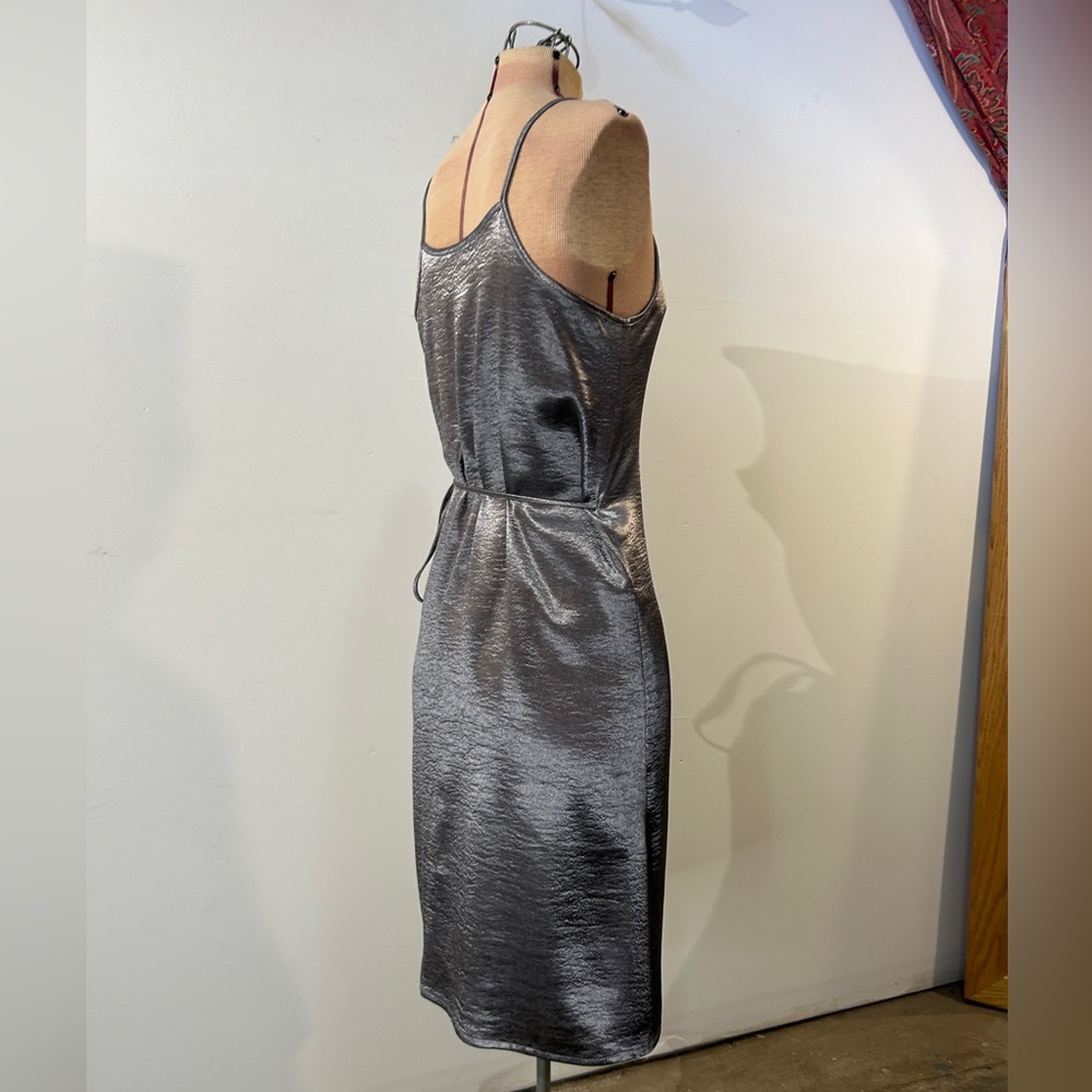 Leith Silver Metallic Wrap Cocktail Dress Size XS - Picture 8 of 16